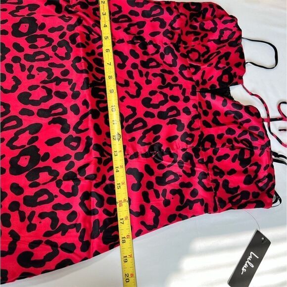 Lulu’s Red Leopard Print Satin Slip Mini Dress New With Tag Size Large - Picture 11 of 13